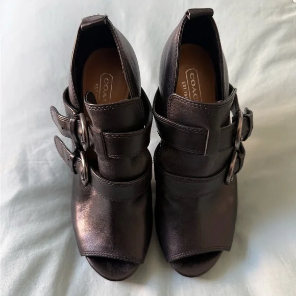 Coach Black Strappy Peep-Toe Heels - Picture 2 of 3